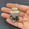 Handmade wire wrapped baroque pearl and natural crystal pendant with golden artistic wire - Style 1 (1)