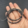 Polished black imperial stone beads with natural texture for DIY jewelry making - No.19 (Black-White/Gray Texture)