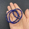 Blue Imperial Jasper round beads elastic bracelet with natural stone texture 4-6mm - No.20 (Deep Blue Texture)