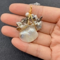 Handmade wire-wrapped Baroque pearl pendant with colorful crystal and gold metal wire - Style 3 (Number 3)