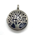 Vintage silver Tree of Life locket with a natural blue lapis stone insert - Purple Crystal