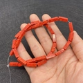 Cuentas rectangulares de piedra natural roja 4x13mm para fabricación de joyería - Pulsera de Doble Bucle Rectangular / 4x13mm / Rojo (Coral Sintético)