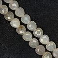 Polished milky white heart-shaped natural stone bead for DIY jewelry making accessories - 15x15x8mm (Approx. 14 Beads) / Agate