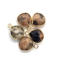 Détails de pendentifs en pierre naturelle facettée avec bords en métal doré poli - 14x18mm / Style Facetté Multicolore Mixte (N° 2)
