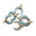 Pendentifs croissant en pierre bleu clair plaqués or pour bijoux DIY et colliers - 16x18mm / Amazonite