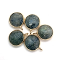 Set of five natural labradorite round stone pendants with gold plated edges for DIY jewelry - Flash Stone (Labradorite)