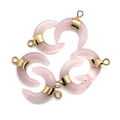 Pendentifs lune en quartz rose avec fermoirs dorés pour la création de bijoux DIY - 16x18mm / Quartz rose