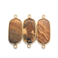 Three-piece natural picture jasper stone pendants with gold plated bezel for DIY necklaces - Picture Jasper