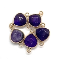 Faceted purple amethyst heart pendants with gold plated dual loops for DIY jewelry - Purple Crystal