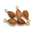 Gefacetteerde tijgeroog stenen druppelhangers met gouden rand voor DIY sieraden maken - Oranje Carneool