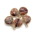 Pendentifs gouttes en jaspe avec bordure dorée pour la création de colliers DIY - 14x18mm / Style Entrelacé Rouge-Brun-Beige (N° 11)