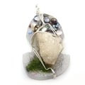 Handmade wire wrapped crystal pendant with white gemstone and pearl accents in silver - Light Raw Crystal Style (No. 2) / Off-White (No.2)