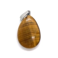 Tiger eye natural stone 17x27mm teardrop pendant with silver melon seed buckle clasp - Tiger's Eye / 17x27mm