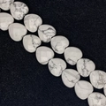 Faceted white howlite stone heart beads with natural grey marble texture for jewelry making - 15x15x8mm (Approx. 14 Beads) / Howlite