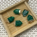 Groen gestreepte schildvormige hangers met gouden rand voor DIY-sieraden - Malachiet