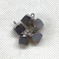 Set of five faceted purple agate cube pendants with silver metal loops for DIY jewelry - Grey Agate (Silver Plated)
