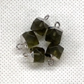 Deep olive green faceted stone pendants with silver caps for DIY jewelry making - Dark Olive Green (Silver Plated)