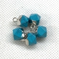 Faceted turquoise blue geometric cube pendants with silver metal hooks for DIY jewelry - Blue Turquoise (Silver Plated)