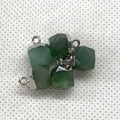 Green faceted natural stone pendants with silver metal caps for DIY jewelry making - Light Green Aventurine (Silver Plated)