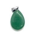 Green teardrop natural stone pendant with silver bail for DIY necklace making - Green Aventurine / 17x27mm