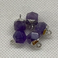 Faceted irregular purple amethyst stone charms with silver metal edging for DIY jewelry - Amethyst (Silver Plated)