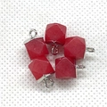 Faceted red gemstone pendants with silver metal caps for DIY jewelry making sets - Red Agate (Silver Plated)