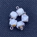 Five faceted white turquoise hexagonal stone pendants with silver metal bails for DIY jewelry - White Turquoise (Silver Plated)
