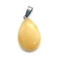 Water-drop shaped opal pendant with a pale yellow stone and silver metal clasp - Topaz / 17x27mm