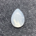 Teardrop shaped translucent white agate gemstone bead with smooth polished finish - 18x25 / White Crystal