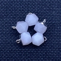 Set of five hexagonal faceted rose quartz pendants with silver metal loops - Clear Quartz (Silver Plated)