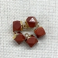 Red jasper faceted cube pendant with gold metal cap for DIY jewelry making - Red Jasper (Gold Plated)