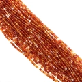 Detail of 3mm natural translucent orange-red stone beads with smooth round texture - Red Single Flower Agate