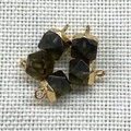 Faceted dark green natural stone cube pendants with gold plated clasp for DIY jewelry - Dark Green Stone (Gold Plated)