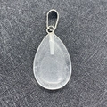 Teardrop-shaped clear crystal pendant with a silver metal loop for DIY necklaces - Transparent Crystal / 17x27mm