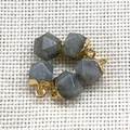Five multifaceted gray labradorite stone pendants with gold plated edges and loops - Labradorite (Gold Plated)