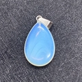 Water drop natural blue opal pendant with silver melon seed clasp for DIY jewelry - Opal / 17x27mm