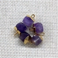 Five purple faceted amethyst pendants with gold plated caps for DIY jewelry making - Amethyst (Gold Plated)