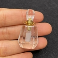 Miniature clear crystal perfume bottle pendant with gold metal rings and faceted design - Clear Crystal Style (4)