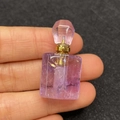 Pink crystal perfume bottle pendant with rectangular cut and golden metal finish - Pale Purple Stone Style (5 Amethyst)