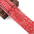 Red and white marble texture cylindrical 2x4mm natural stone loose beads for DIY jewelry - 2x4mm / Red and White Marble (No.1)