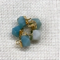 Set of 5 hexagonal natural stone pendants with light blue and grey tones and golden caps - Light Blue Gray Stone (Gold Plated)