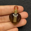 Tiger eye heart-shaped perfume bottle pendant with golden neck for DIY jewelry - Heart Tawny Crystal Style (10)