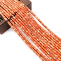 Orange and white marbled 2x4mm cylindrical natural stone beads for DIY jewelry making - 2x4mm / Orange and White Marble Pattern (No.7)