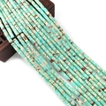 Green turquoise heishi beads 2x4mm stone cylinders for DIY jewelry making and bracelets - 2x4mm / Cyan Green Mottled Pattern (No.8)