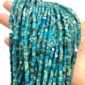 Fil de perles cubes de 3mm en pierre impériale bleue avec texture naturelle pour bijoux - Perles Carrées 3x3x3mm / Bleu Vert (No. 1)