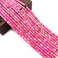 Strands of pink and cream marbled cylindrical stone beads for DIY jewelry making - 2x4mm / Bright Pink Marble Texture (No.11)