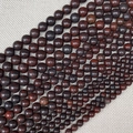 Red jasper round beads for DIY jewelry with dark brown tones and natural textures - Red Unakite / 4mm