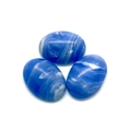 Set van 3 ovale blauw-witte gemarmerde stenen cabochons voor DIY sieraden maken - 6X8mm / Nr. 24 - Blauw en Witte Marmertextuur
