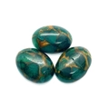 Donkergroene ovale cabochons met kopergouden aders voor DIY-ring maken sieraad - 13x18mm / Groene Matrix Steen (Nr. 2)