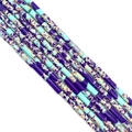 Blue and purple imperial jasper cylinder beads with natural marbled texture - 4x13mm / No.1 Purple And Teal
